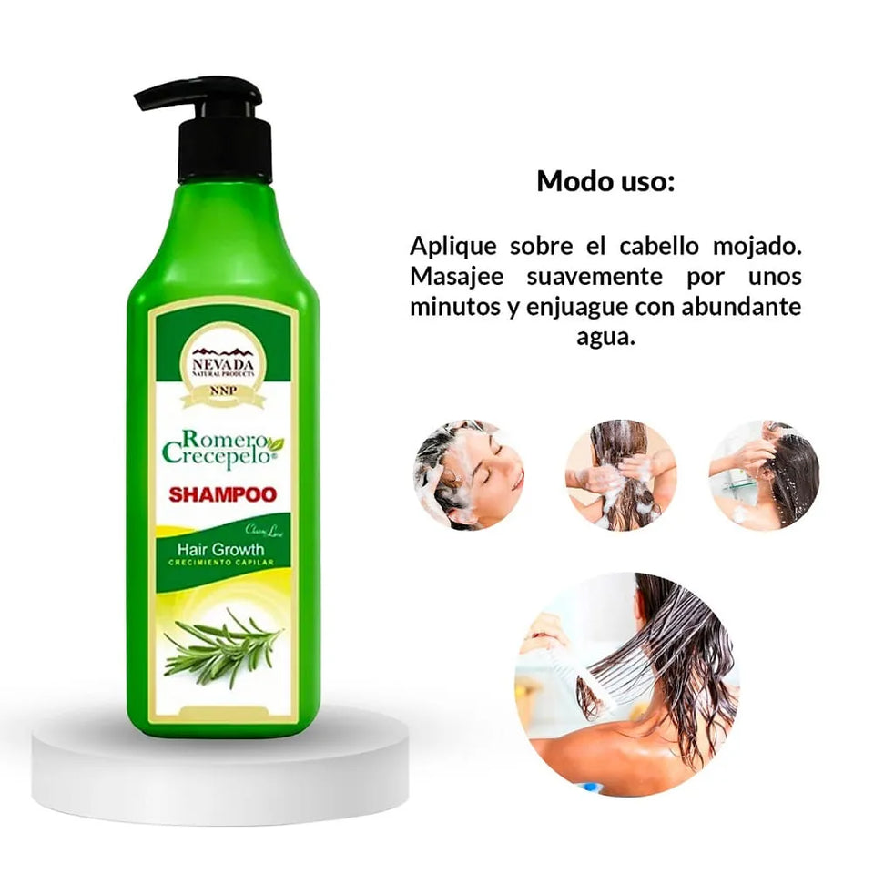 Shampoo Romero Natural para Cabello Fuerte - 320 ml